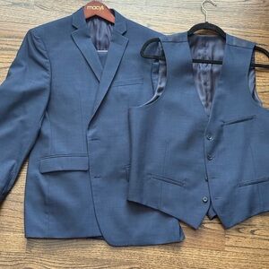 Men's Blue Bar III Three Piece Suit and Vest Set